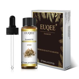 EUQEE 10ml Pure Natural Essential Oil Lavender Jasmine Eucalyptus Vanilla Sandalwood Sweet Orange Lemon Oregano Neroli Fragrance (Color: Vetiver, Net Contents: 10ml)