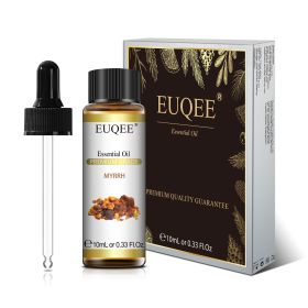EUQEE 10ml Pure Natural Essential Oil Lavender Jasmine Eucalyptus Vanilla Sandalwood Sweet Orange Lemon Oregano Neroli Fragrance (Color: Myrrh, Net Contents: 10ml)