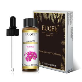 EUQEE 10ml Pure Natural Essential Oil Lavender Jasmine Eucalyptus Vanilla Sandalwood Sweet Orange Lemon Oregano Neroli Fragrance (Color: Geranium, Net Contents: 10ml)