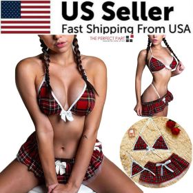 Sexy Lingerie School Girl Sleepwear Dress Nightwear Underwear Babydoll Women USA (Sizes: L)